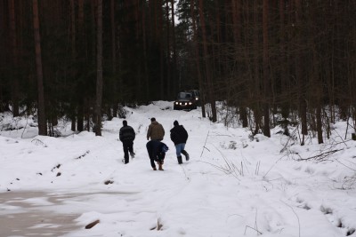 Пошли смотреть как промерзла большая лужи и болота по краю...