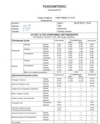 Схождение/развал
