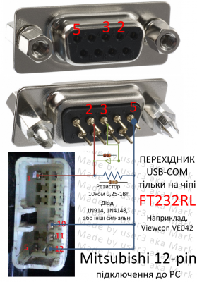 12pin-COM подключение